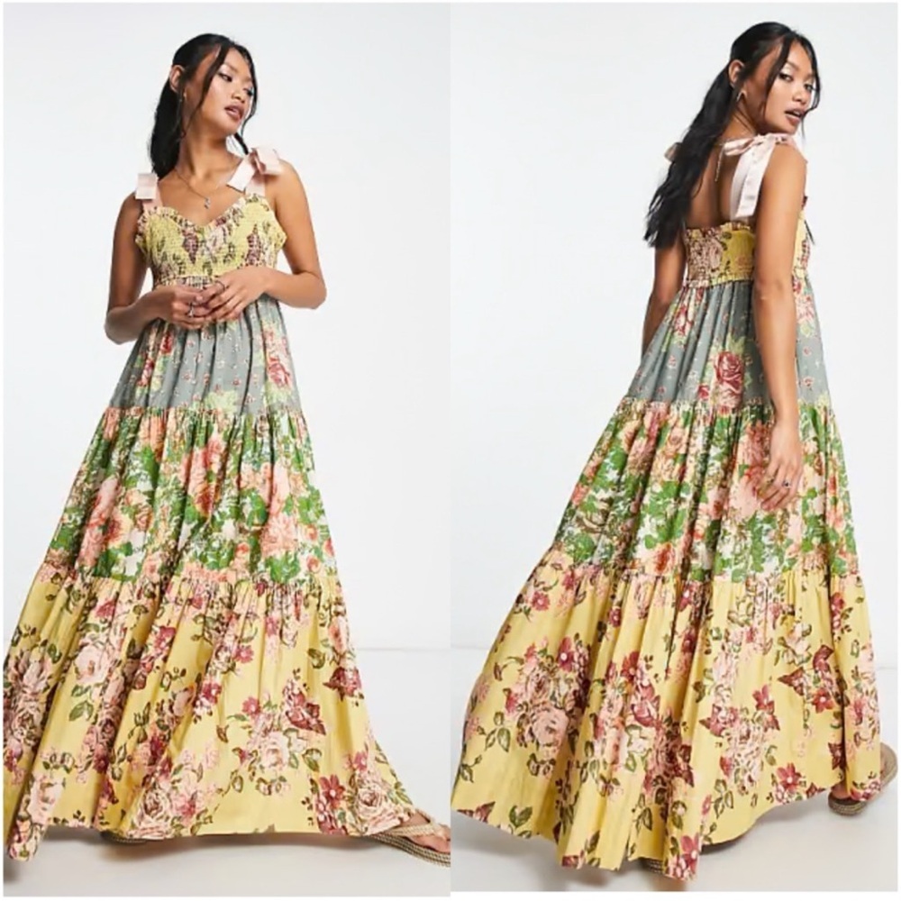 FP Movement by Free People Yellow and Green Floral Maxi Dress